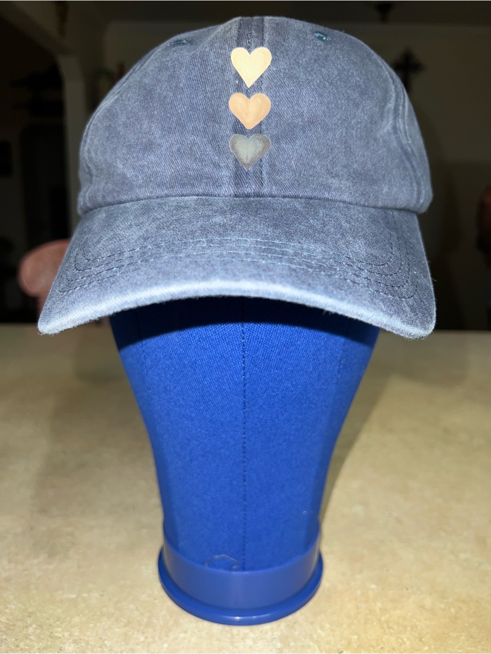 Unk Gray Baseball Cap with Gold Heart Accents
